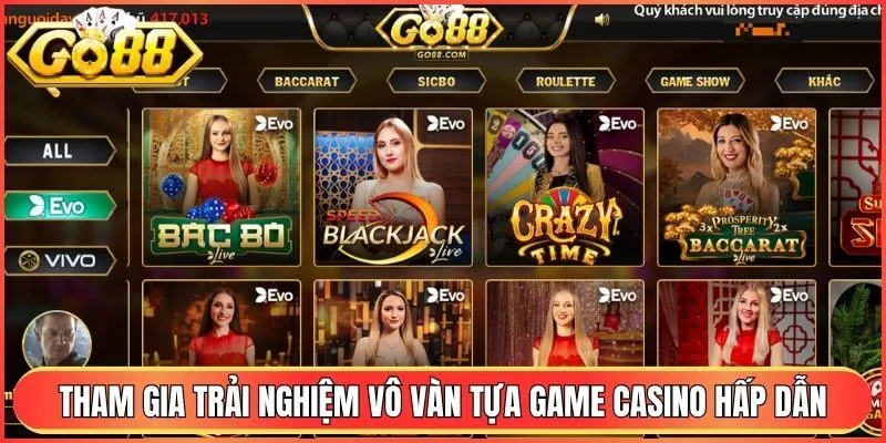 Tham gia trải nghiệm vô vàn tựa game casino hấp dẫn